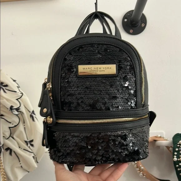 Black Sequin Zippered Backpack Panda Sequin Black Full Size Deluxe School Bag or Travel  main image 2